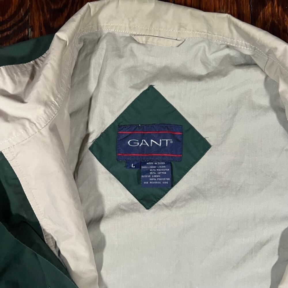 GANT L 90s Windbreaker Jacket Green Beige Colorblock Reversible Bomber Vintage - Picture 2 of 7